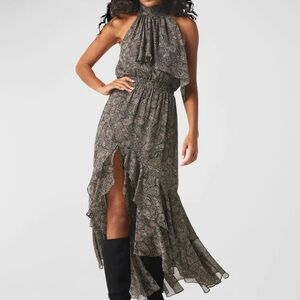 Misa Los Angeles Aneva sleeveless tiered back tie midi dress